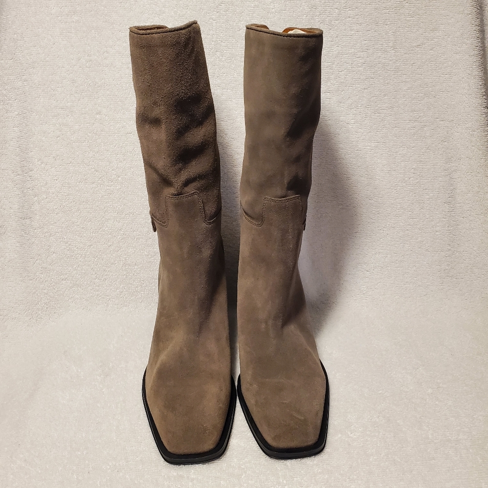 Franco Sarto Womens Vance Suede Square Toe Mid-Calf Boots - Picture 4 of 10